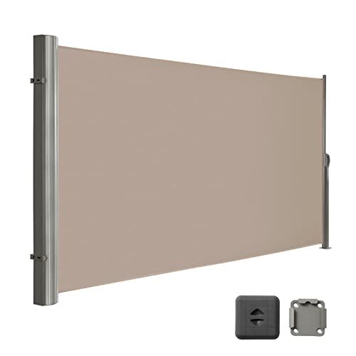 LARMNEE Toldo Lateral, Toldo Retráctil con Fijación al Suelo, 160 x 350 cm, Pantalla para...