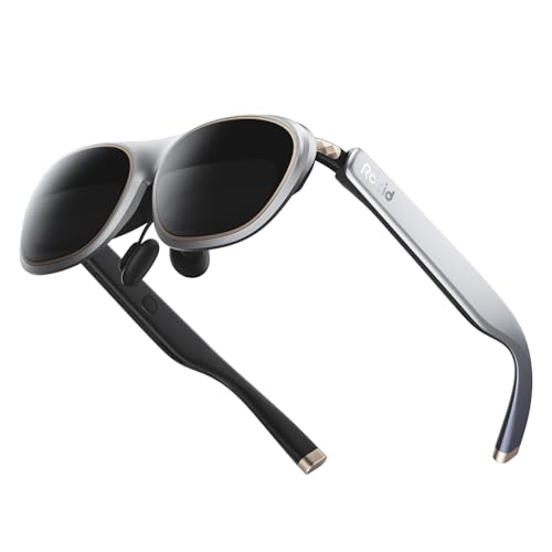 Rokid Max 2 AR Glasses Silver, 215" Micro-OLED Display, 50° FOV, 600 Nits Brightness, Compatible with Mobile Phone, Steam Deck, ROG, Ipad, Mac Immers