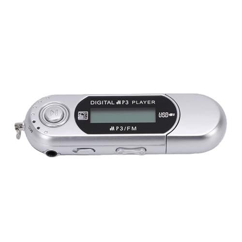 GOWENIC Retro USB MP3 Player Versatile Music Playback Expandable Storage 20 Hours of Continuous Playback with LCD Display (Silver)