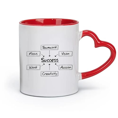 LAYEHDF ceramica Tazze da tè e caffè eleganti il successo è motivazione parole ufficio lettering mura (11oz/320ml) per Tè, caffè e bevande calde Rosso