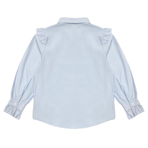 Image of Girls Short Sleeve Button Down Shirts Ruffle School Uniform Crop Tops Peter Pan Collar Plaid Blouse 4-13Y