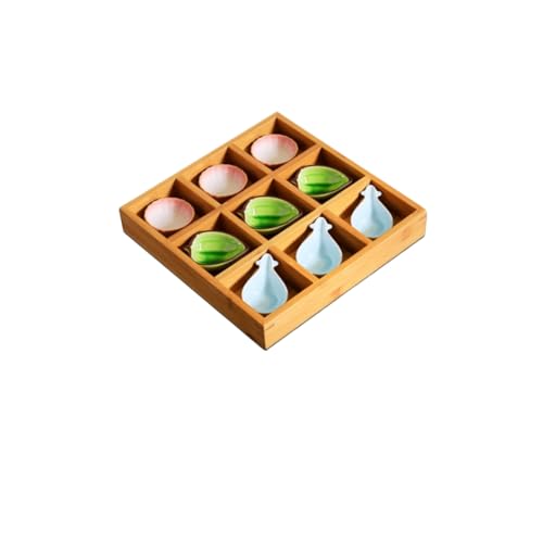木製 九宮格料理ボックス 和風多格寿司プレート デザート・前菜・お菓子用 竹製仕切り付き寿司皿 盛り付けトレイ 高級料亭・寿司屋向け 食卓用おしゃれ食器 (9穴+小皿)