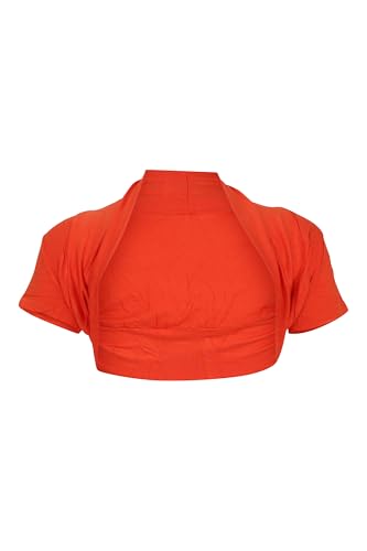 Easy Young Fashion Bolero para mujer de manga corta, elástica y que realza la figura, chaqueta básica para los hombros, chaqueta frontal abierta suave 3009, naranja, 34-40