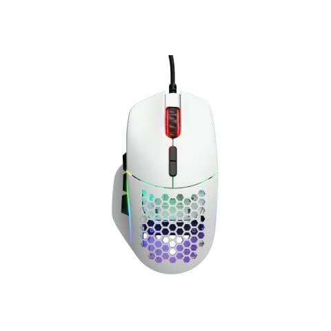 GLORIOUS Gaming Model I Wired Gaming Mouse - 69g Superlight, 2 Swappable Buttons, RGB, PTFE Feet, 9 Programmable Buttons, Side Thumb Rest - White Cover