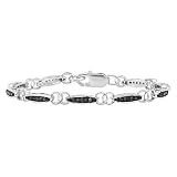 1.00 carati (Ctw) in argento Sterling rotondo nero diamante bracciale tennis donna 1 ct