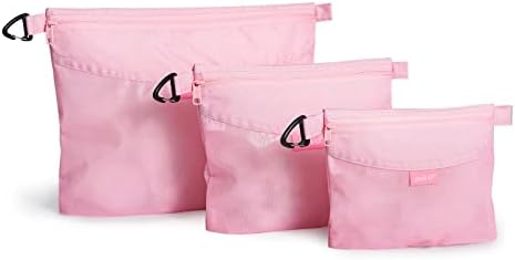 pack all Water-resistant Material Zipper Pouch, Mesh Zipper Bags for Storage, Travel, Office (Black, Medium)