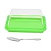 Nóż do masła, duża podstawa do przechowywania masła do przechowywania żywności Plastikowy z przezroczystą pokrywką do restauracji do kuchni(Kwadratowy zielony)