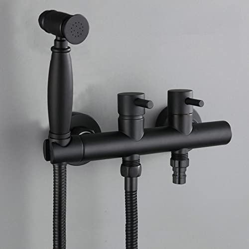Kit pulvérisateur pour bouton de toilette shattaf et douchette WC murale noire