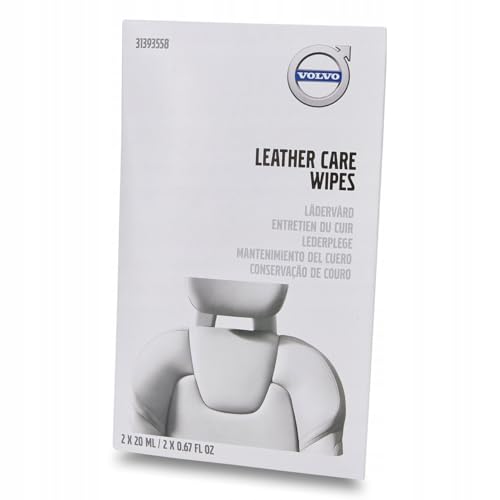 Volvo Leather and Vinyl Care Wipes Kit, Pack of 2, Upholstery Cleaner and Conditioner, Genuine OEM from Dealer, Part Number 32447045