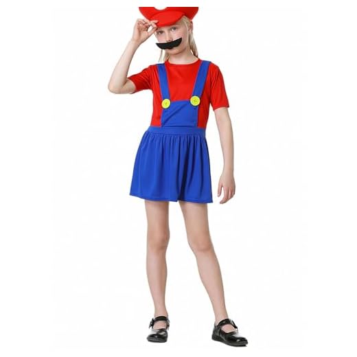 VISVIC Cosplay Disfraces de Super Brothers Fontanero Cosplay Costume, Disfraz con Sombreros y Bigote, Cosplay Disfraz de Classic Carnaval Halloween para Hombres Mujer Niños Niñas, Chicas Rojo, S