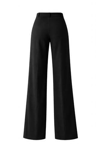 Image of KERI PERRY Trousers for Woman Pants Women's Formal Office Korean | Beige Black Track Pant | Straight | Cotton Spandex Stretchable Trouser | High-Waisted Bottom Wear