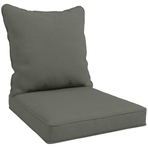 Image of Outsunny Cushion Set with 1 Seat Cushion and 1 Back Pad Charcoal Grey