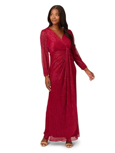 Image of Adrianna Papell Women's Metallic Mesh Draped Gown