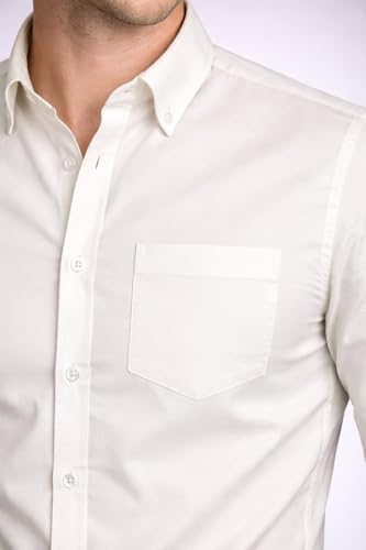 Image of Men's Slim Fit Long Sleeve Button-Down Shirt, Casual Formal Style with Chest Pocket