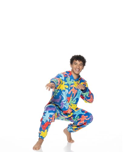JOE BOXER Mens Plush Onesie, Printed Men's Novelty One-Piece Pajamas, Mens Onesie Pajamas, Adult Onesie3