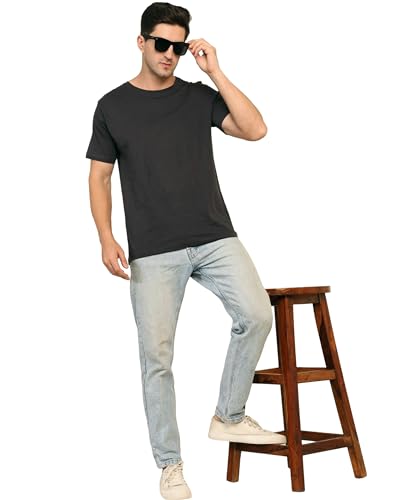 Image of Unisex Round Neck Plain T-Shirt | Combed Bio-Washed Ring Spun Cotton for Men & Women, Short Sleeves