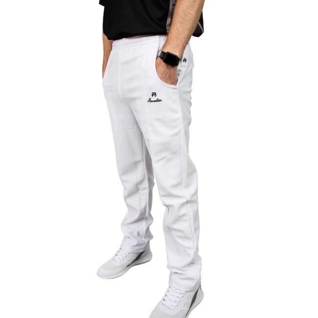 Henselite Men's Lawn Bowling Sports Trousers in White. (UK, Waist & Inseam, 3XL, 31, White)