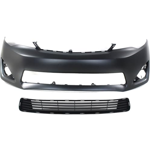 Garage-Pro Front Bumper Cover Kit For Toyota Camry 2012-2014 L/LE/XLE/Hybrid Front Bumper Replacement Primed 2-Piece Kit Includes Bumper Cover Grille