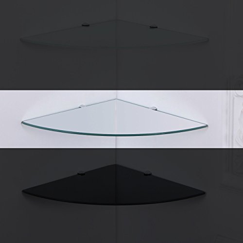 Euro Tische Glazen hoekrek 35 x 35 cm, wandrek voor badkamer, doucherek badkamer, glazen badkamerrek met 6 mm ESG-veiligheidsglas, verschillende maten (helder) - Image 4