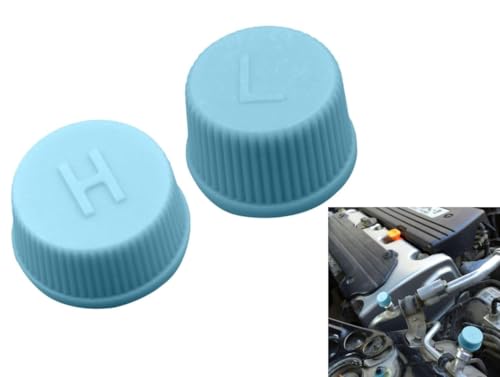 2 tapas de válvula de repuesto azules para aire acondicionado de coche, a prueba de fugas, sistema de CA R134a, tapas de puerto de carga, válvulas de aire acondicionado (alta y baja presión)