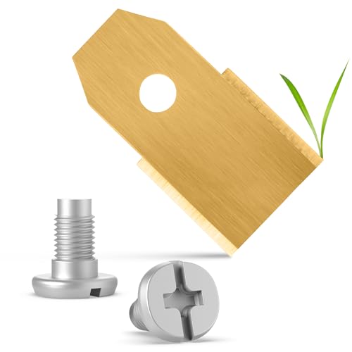 ECENCE 60x Cuchillas Robot Cortacésped de titanio Acero Inoxidable compatible con Husqvarna Gardena McCulloch Rob Flymo Yardforce Matrix Grizzly Brast + Tornillos