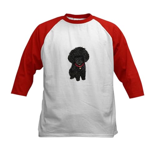 CafePress Poodle Pup (Blk) Kids Baseball Jersey Kids Cotton Baseball Jersey, 3/4 Raglan Sleeve Shirt