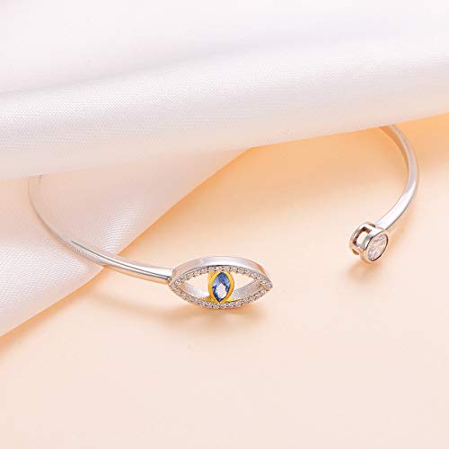 DAOCHONG Symbolic Evil Eye Bracelet 925 Sterling Silver Double End Cuff Evil Eye Bangle Bracelet for Women Protection Wrist Jewelry Birthday Gift4