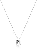 10k Gold Princess-Cut Swarovski Zirconia Solitaire Necklace (1 cttw), 18