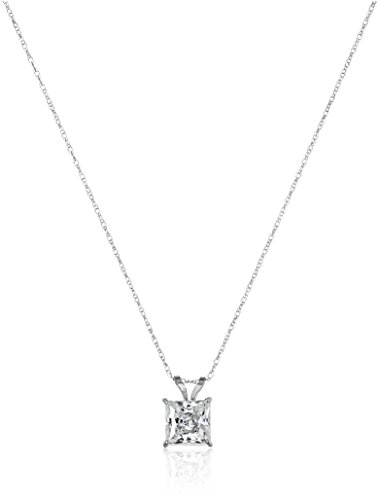 10k Gold Princess-Cut Solitaire Pendant Made with Swarovski Zirconia (1 cttw), 18