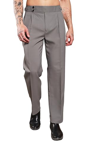 Image of Gurkha Pants for Men | Trouser for Men | Formal Pant | Double Button | Loose Fit Trouser High Waist Pleated Casual Trousers | Vintage Straight Leg Pants for Office Smart Casual Travel Party