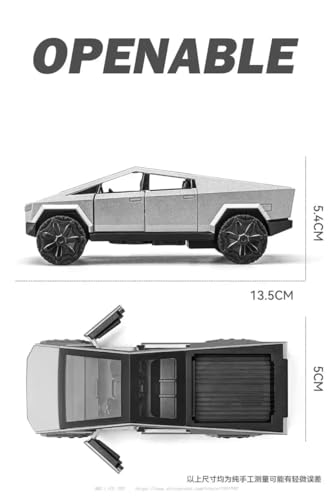 Image of Diecast Tesla Cybertruck Car Model - 1:36 Scale Alloy Car with Light & Sound, Pull-Back Action, Collectible Vehicle Toy for Kids & Collectors, Gift for Boys & Enthusiasts (Random Color)