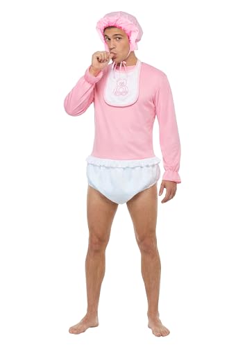HENBRANDT Adult Big Baby Costume for Men Funny Novelty Stag Do Fancy Dress Pink Outfit Male Party Oversized Infant Fancy Dress Adults Boys