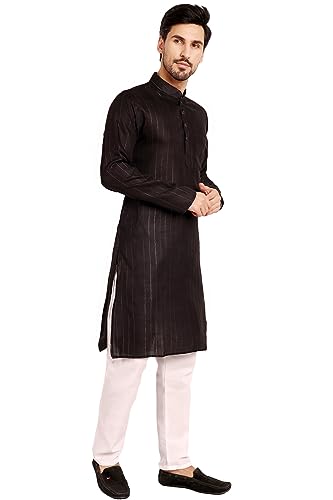 SKAVIJ Men's Tunic Cotton Casual Kurta Pajama Indian Traditional Ethnic Wear Dress Set4
