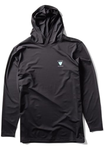 VISSLA Twisted Eco - Camiseta de licra de manga larga con capucha, Negro jaspeado 3, Medium