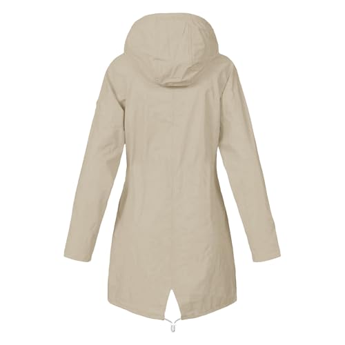 Lightweight FAVIPT Khaki Rain Jacket for Women - Hooded Waterproof Windbreaker, Size Small - Image 7