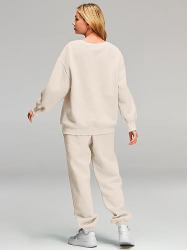AUTOMET Womens 2 Piece Outfits Sweatsuit Oversized Sweatshirt Lounge Sets Baggy Sweatpants Fall Fashion with Pockets