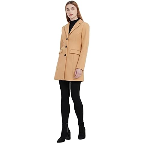GETUBACK Women Mid Long Trench Pea Coat Jacket Overcoat Outwear for Skinny Girls, Khaki, L Cover