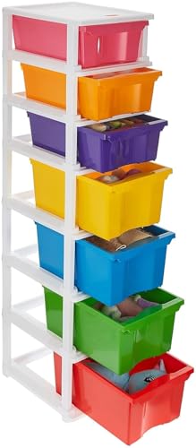 Image of TEKCOOL Plastic Drawer Organizer Self Standard Rectangular Multi Purpose Modular Drawer System Large Chest of Drawer Organizer for Home Office,Product Dimension When assembeled (7XL, Multi);'