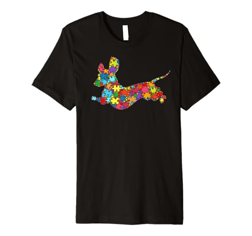 Dachshund Dog Puzzle for Women Men Kids - Autism Awareness Premium T-Shirt