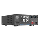 Jesverty DC Power Supply Variable, 0-80V 0-15A 1200W Switching DC Regulated Bench Power Supply with Encoder Knobs, 4-Digit LED Display, Temperature Controlled Fan, Aux Output Terminal - SPS-8015N