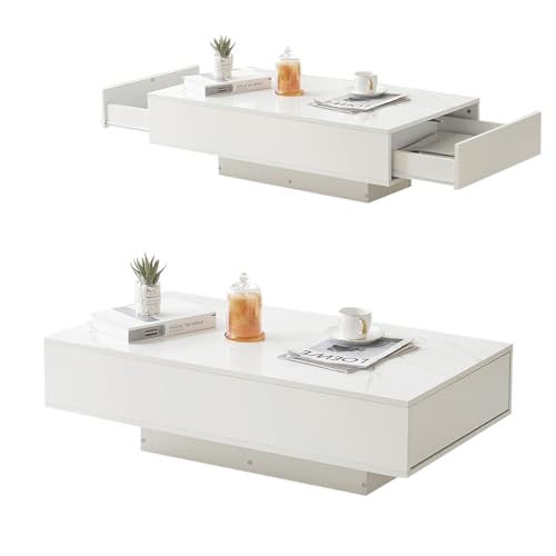 ローテーブル 収納付き センターテーブル コーヒーテーブル リビング テーブル 大容量 収納テーブル 簡単開閉 幅100×奥行55×高さ31cm パソコンテーブル オフィスデスク 一人暮らし 在宅勤務 おしゃれ 木製 組み立て簡単 (ホワイト)
