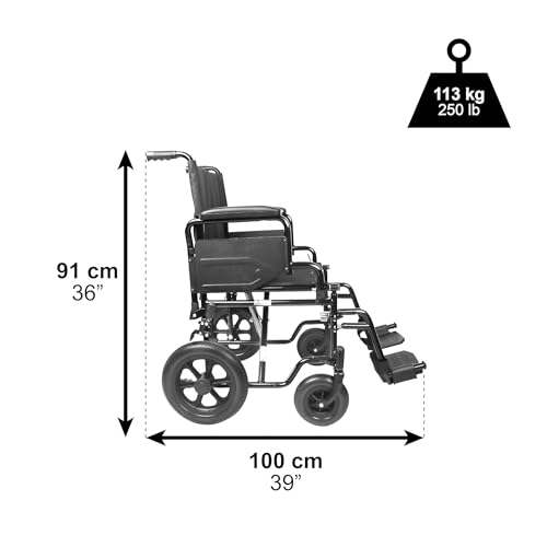 Fauteuil roulant de transport pliant léger en acier robuste noir PEPE Mobility