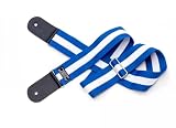 Correias em Algodão P/INSTR.CORDAS C/PONTEIRAS COURO DUPLO- LINHA COMFORT (Azul Claro)