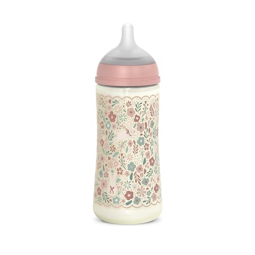 Suavinex, Biberón 360 ml, con Tetina Fisiológica SX Pro de Silicona, con válvula Anticólico, de Flujo Denso (L), para Líquidos Densos, Apto Papillas Líquidas. Bebés +6 Meses. Wonder, Flores, Rosa Suavinex, Biberón 360 ml, con Tetina Fisiológica SX Pro de Silicona, con válvula Anticólico, de Flujo Denso (L), para Líquidos Densos, Apto Papillas Líquidas. Bebés +6 Meses. Wonder, Flores, Rosa