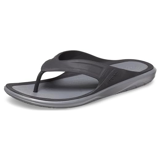 Crocs Men's Swiftwater Wave Flip Flop|Casual Summer Sandal|Beach and Shower Shoe, Black/Slate Grey, 9 M US