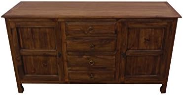 NES Furniture Aubery Sideboard Buffet Fine Handcrafted Solid Teak Wood, Brown, 59 inches