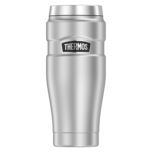 Thermos Stainless King Thermobecher aus Edelstahl Silber 0,47l - Coffee to Go Becher, absolut dicht, spülmaschinenfest, 7h heiß & 18h kalt, mit Haken für Teebeutel, BPA-frei