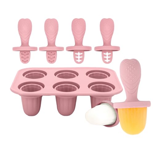 Ice Pop Molds, Cake Pop Mold, 4.72x3.94x3.19 Inches Silicone 6 Grid Reusable Easy Release Treats, Freezer Tray for Homemade Desserts, Jelly, Lollipops, and Baking