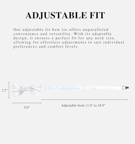 Image of MDSTYLE Bow Ties for Men Pre-Tied Adjustable - Classic Men's Bow Tie - Tuxedo Wedding Formal Bowtie Solid Color Bowties