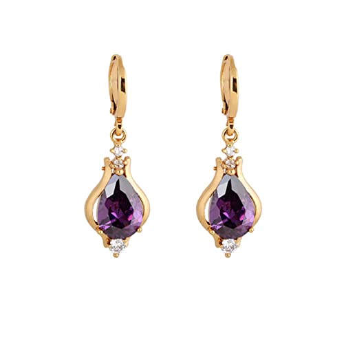 Pendientes de oro de 18k con amatista flor y moissanitas de lujo